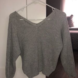knitted grey sweater